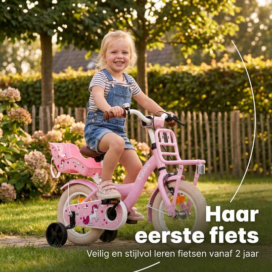 Cycloni Kinderfiets - 16 inch - Roze met Zitje &ndash; Inclusief Zijwieltjes