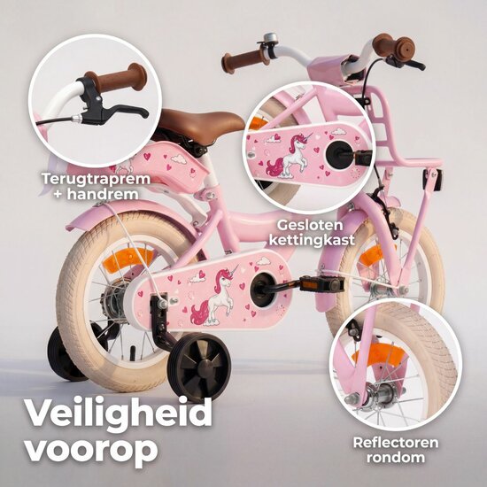 Cycloni Kinderfiets - 16 inch - Roze met Zitje &ndash; Inclusief Zijwieltjes