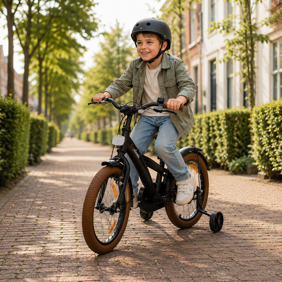 Cycloni Kinderfiets - 12 inch - Zwart met Zijwieltjes
