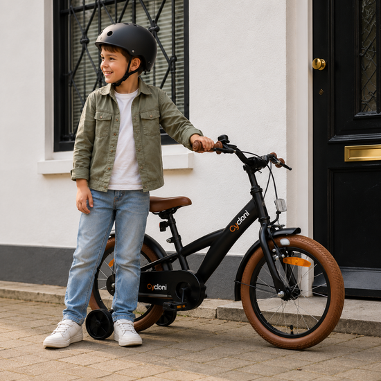 Cycloni Kinderfiets - 14 inch - Zwart met Zijwieltjes