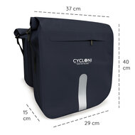 Cycloni Flow Dubbele Fietstas 48L - Blauw - Waterdicht Rolltop - voor E-bike