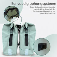 Cycloni Flow Dubbele Fietstas 48L - Mint Groen - Waterdicht Rolltop - voor E-bike