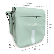 Cycloni Flow Dubbele Fietstas 48L - Mint Groen - Waterdicht Rolltop - voor E-bike
