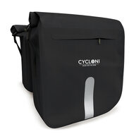 Cycloni Flow Dubbele Fietstas 48L - Zwart - Waterdicht Rolltop - voor E-bike
