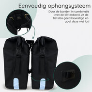 Cycloni Flow Dubbele Fietstas 48L - Zwart - Waterdicht Rolltop - voor E-bike