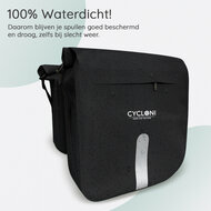 Cycloni Flow Dubbele Fietstas 48L - Zwart - Waterdicht Rolltop - voor E-bike