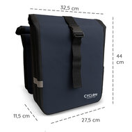 Cycloni Glide Waterdichte Dubbele Fietstas 48L - Blauw - Rolltop Design