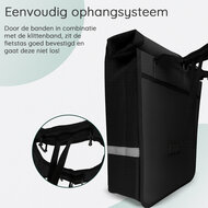 Cycloni Glide Waterdichte Dubbele Fietstas 48L - Zwart - Rolltop Design