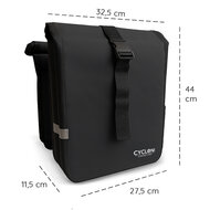 Cycloni Glide Waterdichte Dubbele Fietstas 48L - Zwart - Rolltop Design