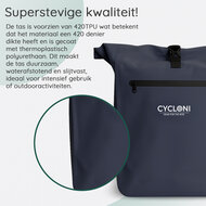 Cycloni Dash Waterdichte Fietstas 28L - Blauw - Pakaftas &amp; Rugtas met Laptopvak