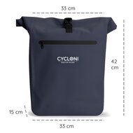Cycloni Dash Waterdichte Fietstas 28L - Blauw - Pakaftas &amp; Rugtas met Laptopvak