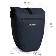Cycloni Ridge Luxe Fietstas 28L - Waterdichte pakaftas voor E-bike - Blauw