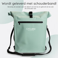 Cycloni Dash Waterdichte Fietstas 28L - Mint Groen - Pakaftas &amp; Rugtas met Laptopvak