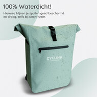 Cycloni Dash Waterdichte Fietstas 28L - Mint Groen - Pakaftas &amp; Rugtas met Laptopvak