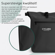 Cycloni Dash Waterdichte Fietstas 28L - Zwart - Pakaftas &amp; Rugtas met Laptopvak