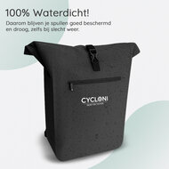 Cycloni Dash Waterdichte Fietstas 28L - Zwart - Pakaftas &amp; Rugtas met Laptopvak