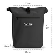 Cycloni Dash Waterdichte Fietstas 28L - Zwart - Pakaftas &amp; Rugtas met Laptopvak