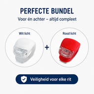 Cycloni Fietsverlichting Set LED - Voor en Achterlicht - Siliconen Stretch Duo - Waterbestendig - Voor Kinderfiets &amp; Stadsf