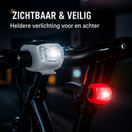 Cycloni Fietsverlichting Set LED - Voor en Achterlicht - Siliconen Stretch Duo - Waterbestendig - Voor Kinderfiets &amp; Stadsf
