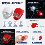 Cycloni Fietsverlichting Set LED - Voor en Achterlicht - Siliconen Stretch Duo - Waterbestendig - Voor Kinderfiets &amp; Stadsf