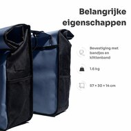 Cycloni Glide Waterdichte Dubbele Fietstas 48L - Blauw - Rolltop Design