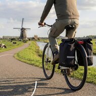 Cycloni Glide Waterdichte Dubbele Fietstas 48L - Zwart - Rolltop Design