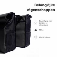 Cycloni Glide Waterdichte Dubbele Fietstas 48L - Zwart - Rolltop Design