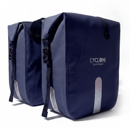 Cycloni Flow Dubbele Fietstas 48L - Blauw - Waterdicht Rolltop - voor E-bike