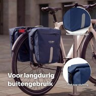 Cycloni Flow Dubbele Fietstas 48L - Blauw - Waterdicht Rolltop - voor E-bike