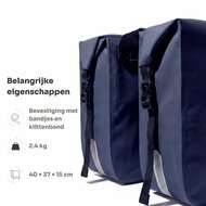 Cycloni Flow Dubbele Fietstas 48L - Blauw - Waterdicht Rolltop - voor E-bike