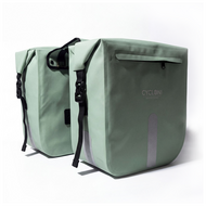 Cycloni Flow Dubbele Fietstas 48L - Mint Groen - Waterdicht Rolltop - voor E-bike