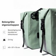 Cycloni Flow Dubbele Fietstas 48L - Mint Groen - Waterdicht Rolltop - voor E-bike