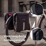 Cycloni Flow Dubbele Fietstas 48L - Zwart - Waterdicht Rolltop - voor E-bike