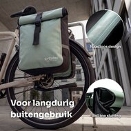 Cycloni Glide Waterdichte Dubbele Fietstas 48L - Mint Groen - Rolltop Design