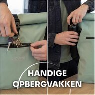 Cycloni Dash Waterdichte Fietstas 28L - Mint Groen - Pakaftas &amp; Rugtas met Laptopvak