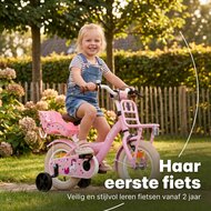 Cycloni Kinderfiets - 16 inch - Roze met Zitje &ndash; Inclusief Zijwieltjes