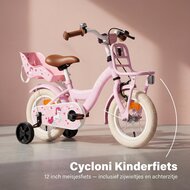Cycloni Kinderfiets - 16 inch - Roze met Zitje &ndash; Inclusief Zijwieltjes