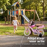 Cycloni Kinderfiets - 12 inch - Roze met Zitje &ndash; Inclusief Zijwieltjes