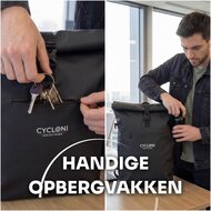 Cycloni Dash Waterdichte Fietstas 28L - Zwart - Pakaftas &amp; Rugtas met Laptopvak